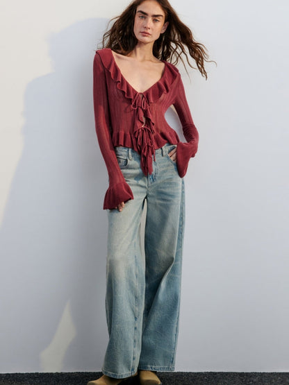 V-Neck Bell Sleeve Cardigan