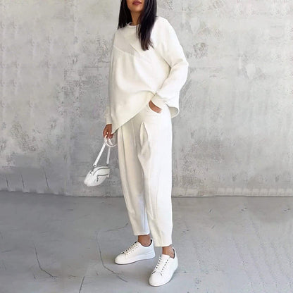 Women's Long-Sleeve Irregular Hem Sweatshirt & Pants Set